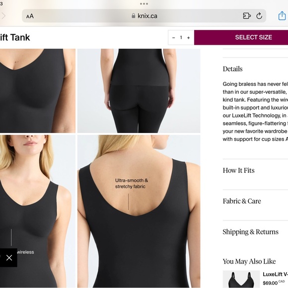 Knix Luxelift Tank in Grey Truffle size XL - Picture 5 of 6